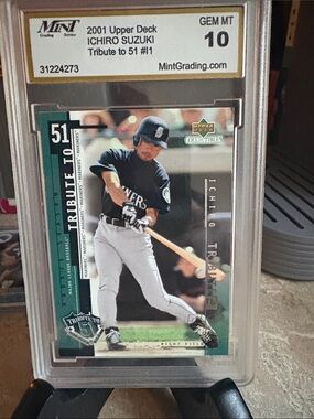 2001 Upper Deck Ichiro Suzuki Tribute to 51 Baseball Card - Upper Deck GRADED 10